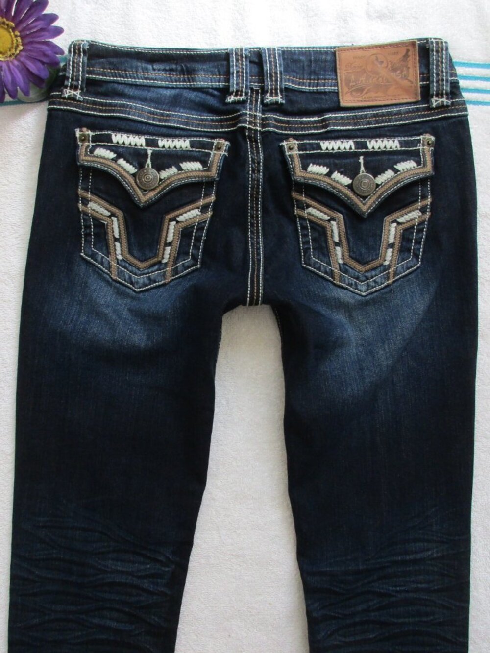 LA IDOL Jeans Size 5 Low Rise Dark Blue Skinny Denim - Picture 6 of 12